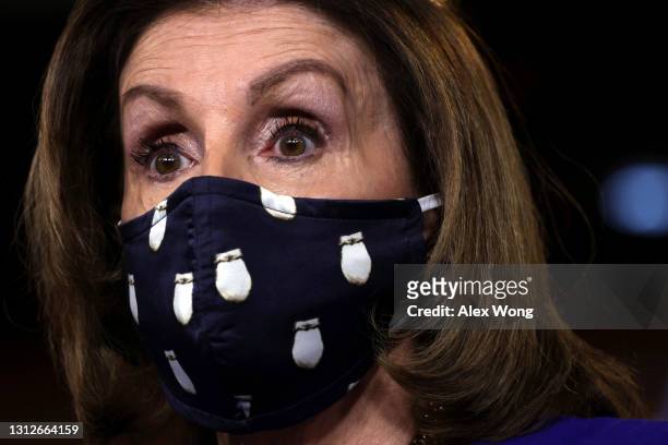 Speaker of the House Rep. Nancy Pelosi speaks during a weekly news conference at the U.S. Capitol April 15, 2021 in Washington, DC. Speaker Pelosi...