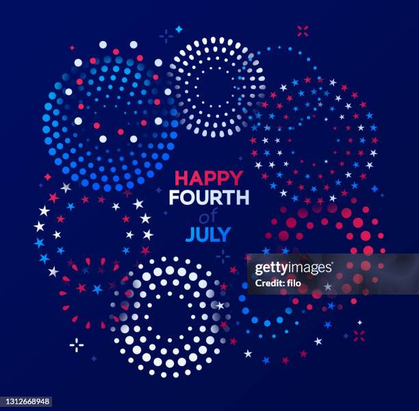happy fourth of july independence day fireworks message background - constitution day stock illustrations