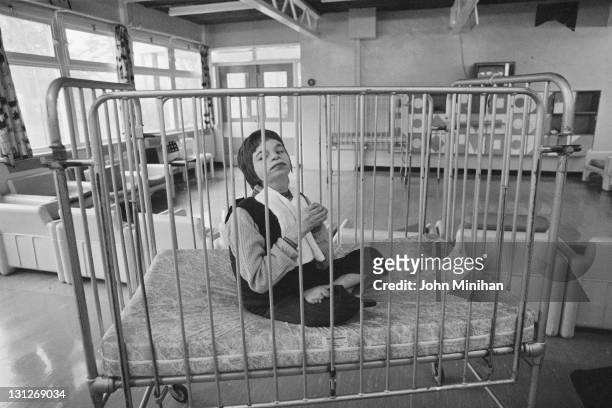 Patient at Normansfield Hospital, Teddington, Middlesex, 12th February 1979. The hospital was founded by British doctor John Langdon Down in 1868,...