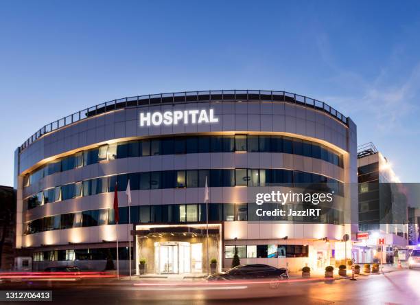 modern hospital building - hospital sign stock pictures, royalty-free photos & images