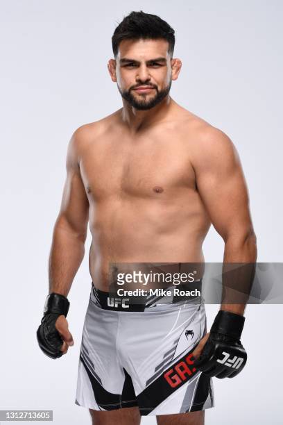 Kelvin Gastelum poses for a portrait during a UFC photo session on April 14, 2021 in Las Vegas, Nevada.