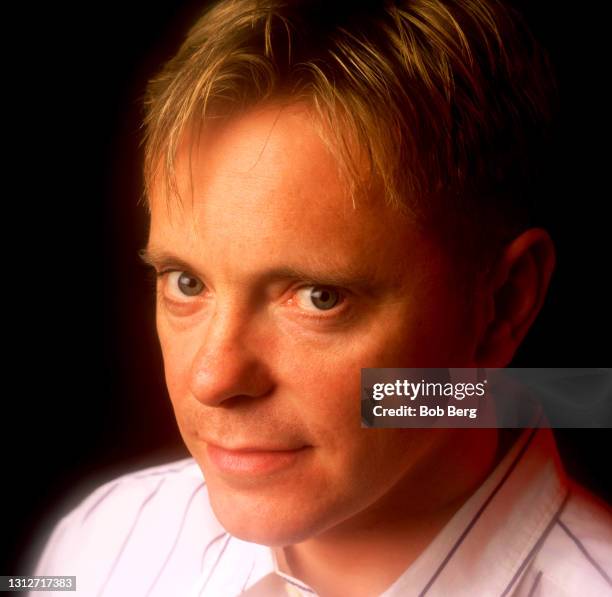 British musician, songwriter, vocalist, guitarist, keyboardist, and record producer Bernard Sumner, of the English rock band New Order, poses for a...