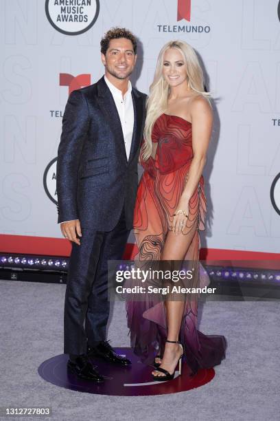David Bisbal and Carrie Underwood attend the 2021 Latin American Music Awards at BB&T Center on April 15, 2021 in Sunrise, Florida.