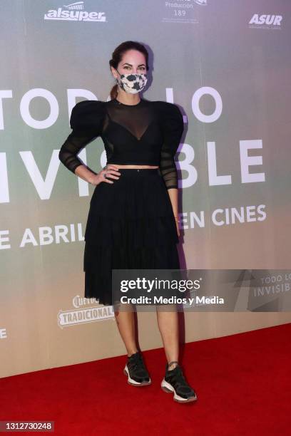 Bárbara Mori poses for photos during a photocall of the film 'Todo lo Invisible' at Cinepolis Miyana on April 15, 2021 in Mexico City, Mexico.