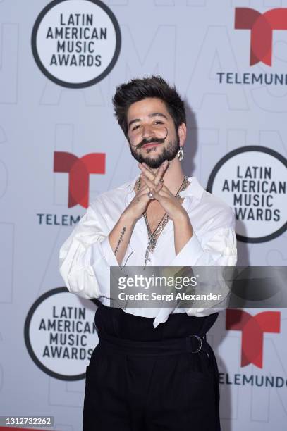 Camilo attends the 2021 Latin American Music Awards at BB&T Center on April 15, 2021 in Sunrise, Florida.