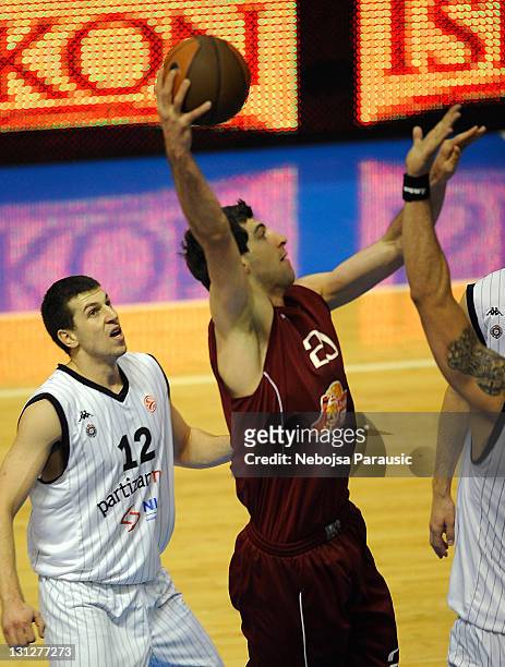 Tornike Shengelia, #20 of Belgacom Spirou Basket in action during the 2011-2012 Turkish Airlines Euroleague Regular Season Game Day 3 between...