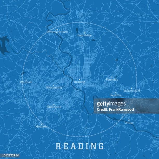 stockillustraties, clipart, cartoons en iconen met lezing pa city vector road map blauwe tekst - reading pennsylvania