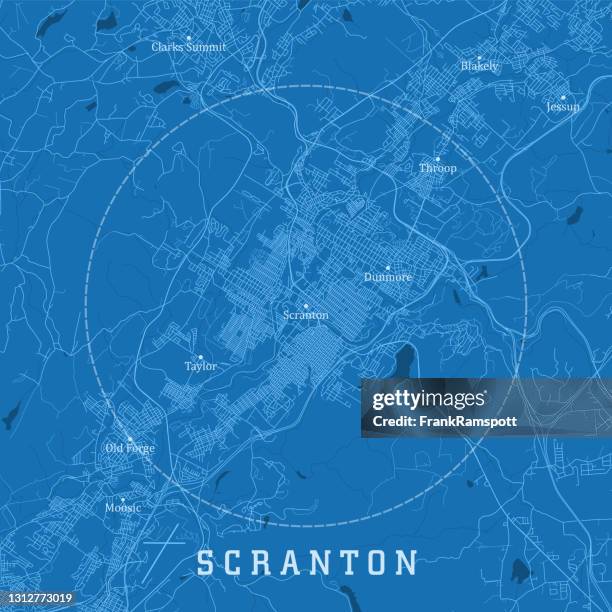 scranton pa city vector road map blue text - scranton pennsylvania stock illustrations