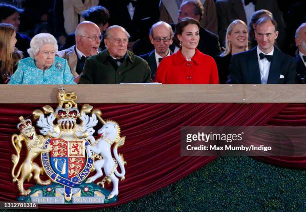Queen Elizabeth II, Prince Philip, Duke of Edinburgh, Catherine, Duchess of Cambridge and Donatus, Prince and Landgrave of Hesse attend the final...