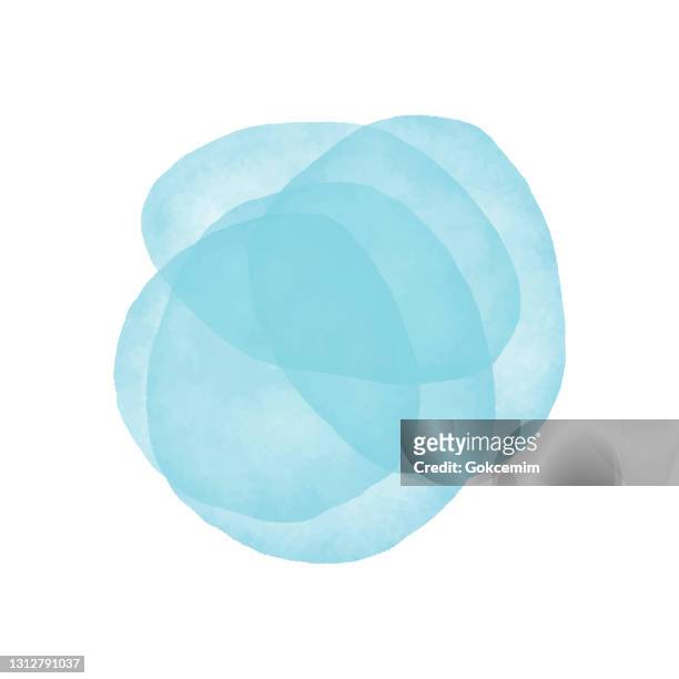 bright light blue watercolor circle splashes isolated. watercolor circles or spots abstract background. design element for greeting cards and labels.watercolor splash with multilayered translucent effect. - translucent texture stock illustrations