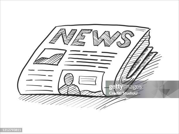 hand drawn newspaper sketch icon - the media stock illustrations