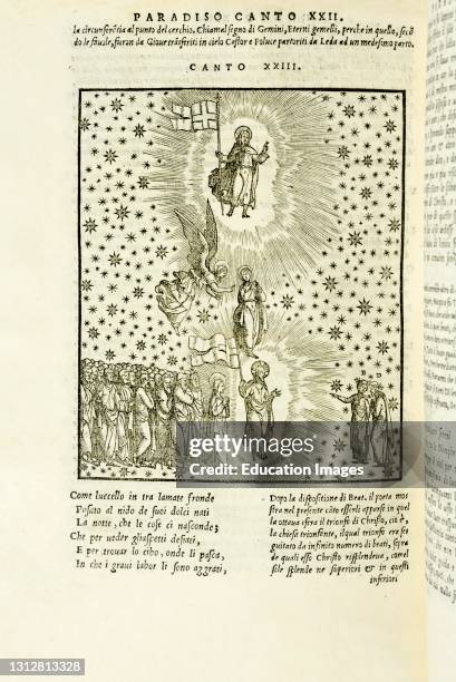 Fonte Avellana , monastery library. La Divina Commedia. The Divine Comedy printed in Venice in 1544 with illustrations by Francesco Marcolini and...