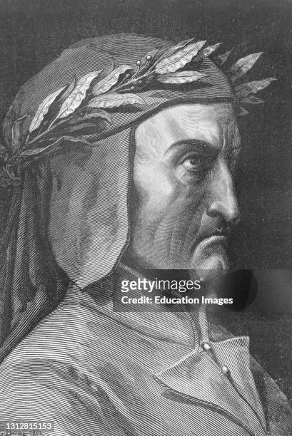 Gustave Dore, The Divine Comedy, La Divina Commedia, Portrait of Dante Alighieri, print etching, .