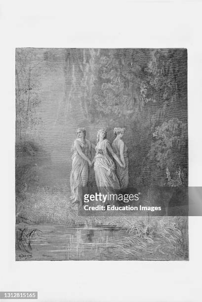 Gustave Dore, The Divine Comedy, La Divina Commedia, Purgatorio, canto XXIX, v. 121-126, print etching, .