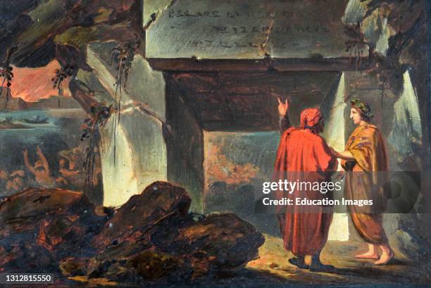 The Galleria Dantesca, Dante and Virgil at the door of Hell , Filippo Bigioli circa 1859/1860. San Severino Marche , Filippo Bigioli Modern Art...