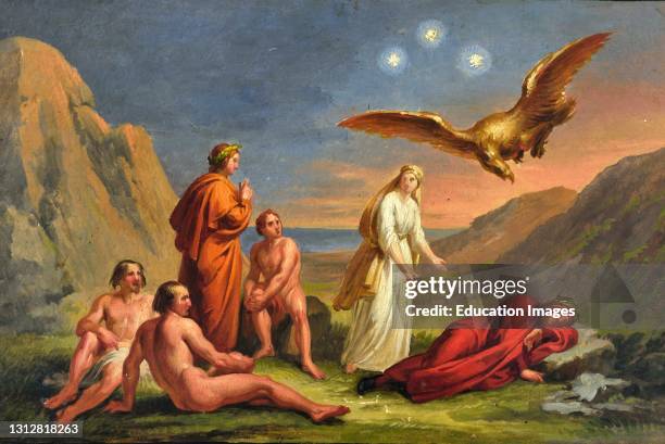 The Galleria Dantesca, Dante dreams of the Golden Eagle , Filippo Bigioli circa 1859/1860. San Severino Marche , Filippo Bigioli Modern Art Gallery.