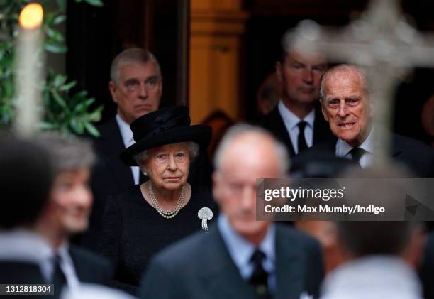 Queen Elizabeth II and Prince Philip, Duke of Edinburgh attend the funeral of Patricia Knatchbull, Countess Mountbatten of Burma at St Paul's Church,...