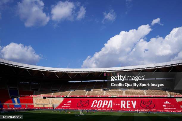 General view inside the stadium during the FC Barcelona Training Session ahead of Copa del Rey Final match between FC Barcelona and Athletic Club at...