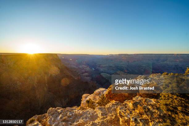 Sunset at Lipan Point at the south rim of the Grand Canyon on January 09, 2021 in Grand Canyon Village, Arizona.