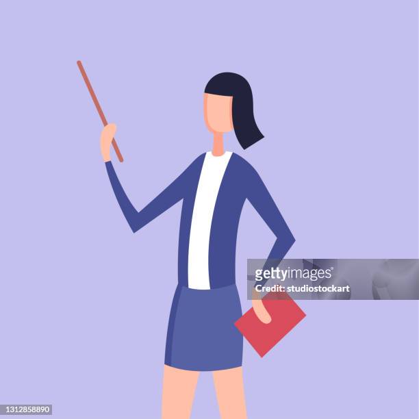 teacher with a pointer - pointer stick stock illustrations