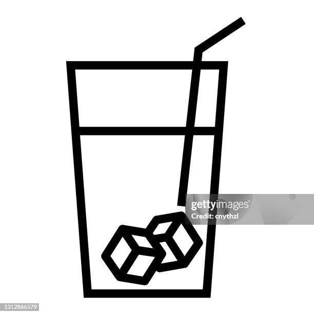 ilustrações, clipart, desenhos animados e ícones de ícone da linha de bebida no gelo, ilustração do vetor do símbolo de contorno - frozen drink