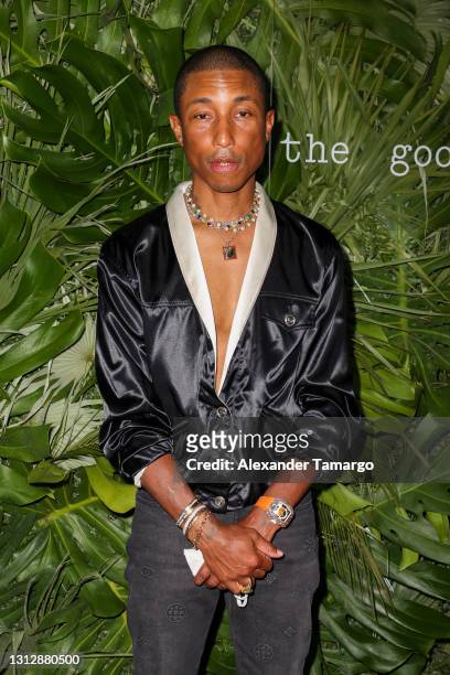 Pharrell Williams attends the Inter Miami CF Season Opening Party Hosted By David Grutman And Pharrell Williams at The Goodtime Hotel on April 16,...
