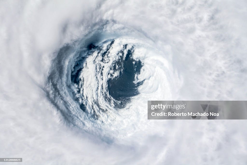 Close up of the eye of hurricane Michael, year 2018