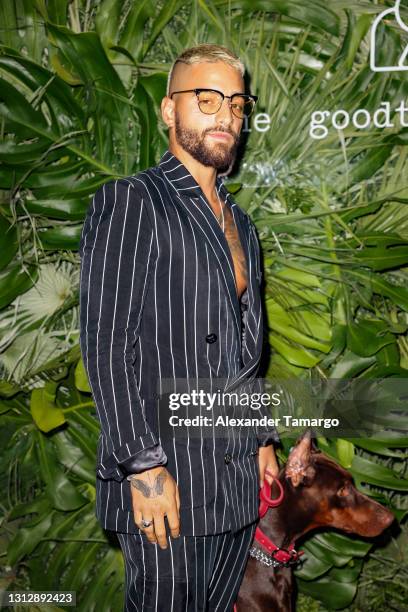 Maluma attends the Inter Miami CF Season Opening Party Hosted By David Grutman And Pharrell Williams at The Goodtime Hotel on April 16, 2021 in Miami...