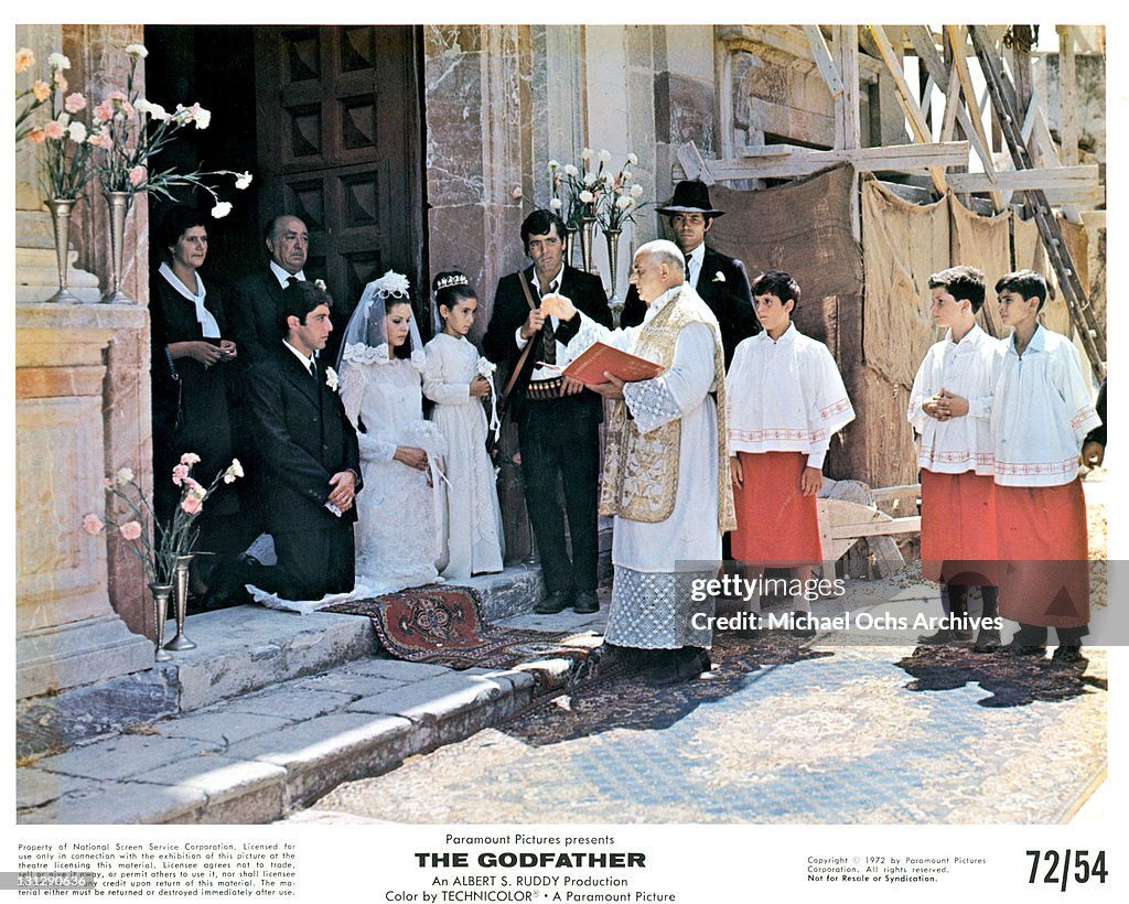 Al Pacino getting married in a scene from the film 'The Godfather