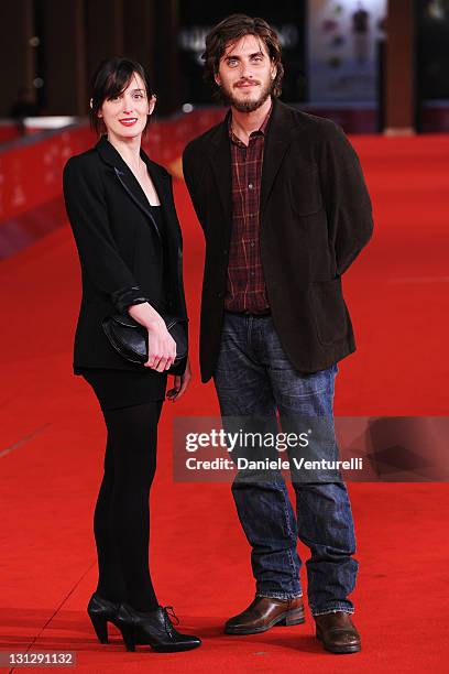 Anna Bellato and Luca Marinelli attend the Officine Artistiche during the 6th International Rome Film Festival at Auditorium Parco Della Musica on...