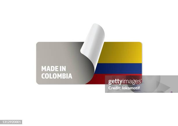 made in colombia sticker - transaction processing stock illustrations