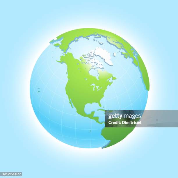 earth globe focusing on north america and north pole. - spinning globe animation stock illustrations