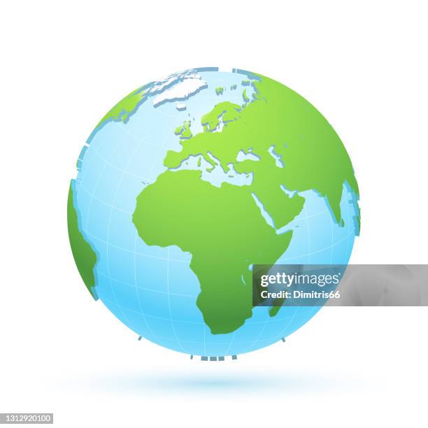 stockillustraties, clipart, cartoons en iconen met de bol die van de aarde zich op europa, afrika en het midden-oosten concentreert. - equator line