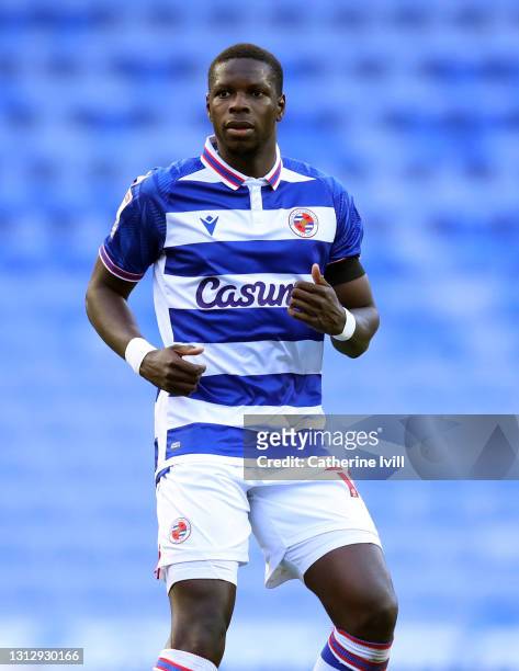 Lucas Joao of Reading during the Sky Bet Championship match between Reading and Cardiff City at Madejski Stadium on April 16, 2021 in Reading,...