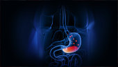 Human stomach gas problem concept