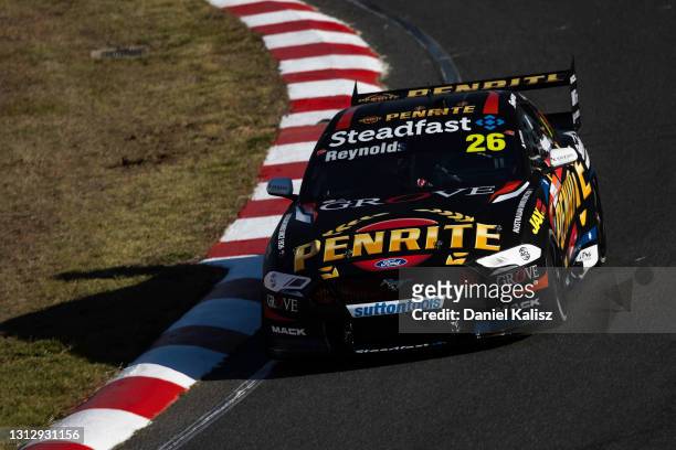 David Reynolds drives the Penrite Racing Ford Mustang during race 1 of the Tasmania SuperSprint which is part of the 2021 Supercars Championship, at...