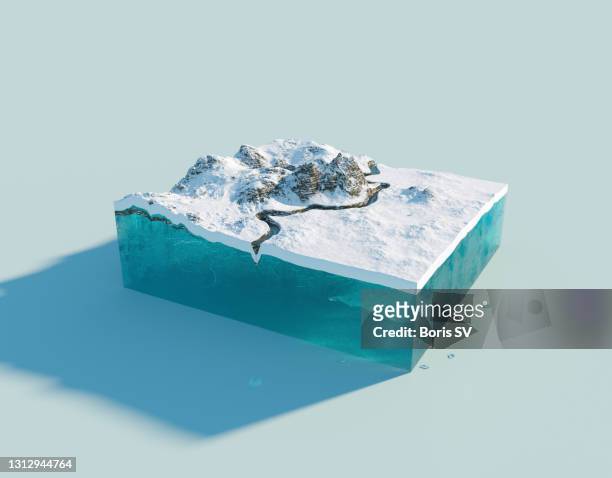 cross-section of melting antarctica - 生態系　海 ストックフォトと画像