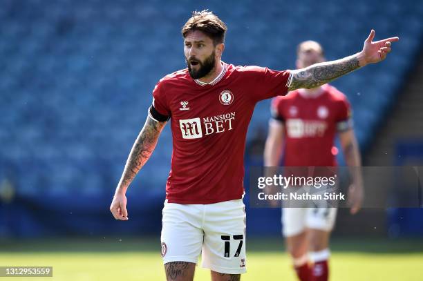 Henri Lansbury of Bristol City reacts after being sent off during the Sky Bet Championship match between Sheffield Wednesday and Bristol City at...