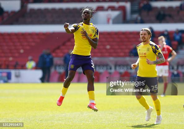 Aaron Rowe of Huddersfield Town celebrates his goal during the Sky