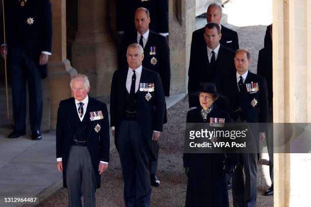 Prince Charles, Prince of Wales, Prince Andrew, Duke of York, Prince William, Duke of Cambridge, Peter Phillips, Prince Edward, Earl of Wessex and...