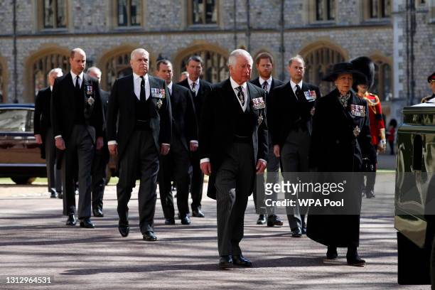Princess Anne, Princess Royal, Prince Charles, Prince of Wales, Prince Andrew, Duke of York, Prince Edward, Earl of Wessex, Prince William, Duke of...
