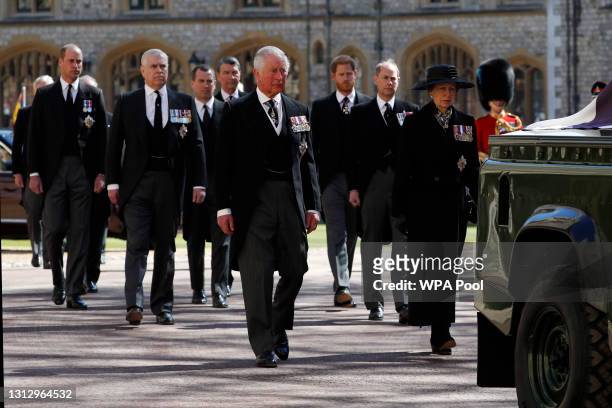 Princess Anne, Princess Royal, Prince Charles, Prince of Wales, Prince Andrew, Duke of York, Prince Edward, Earl of Wessex, Prince William, Duke of...
