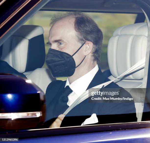 Donatus, Prince and Landgrave of Hesse arrives at Windsor Castle to attend the funeral of Prince Philip, Duke of Edinburgh on April 17, 2021 in...