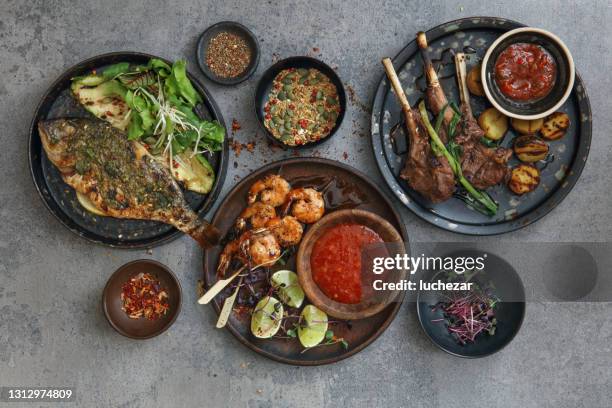 latino food - rustic plate overhead stock pictures, royalty-free photos & images