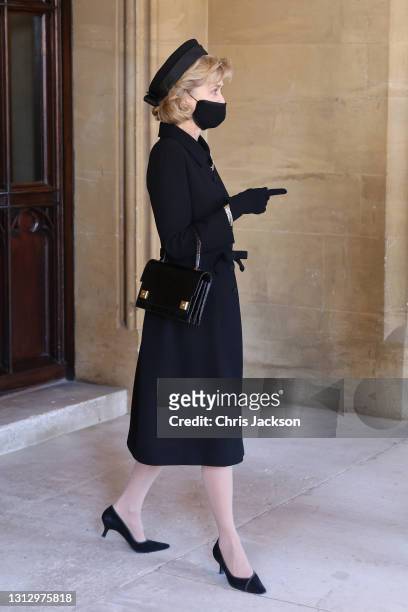 Penelope Knatchbull, Countess Mountbatten of Burma during the funeral of Prince Philip, Duke of Edinburgh at Windsor Castle on April 17, 2021 in...