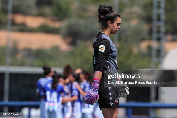 Maria Lopez of Levante UD laments during the spanish women league, Primera Iberdrola, football match played between Levante UD and Sporting de Huelva...