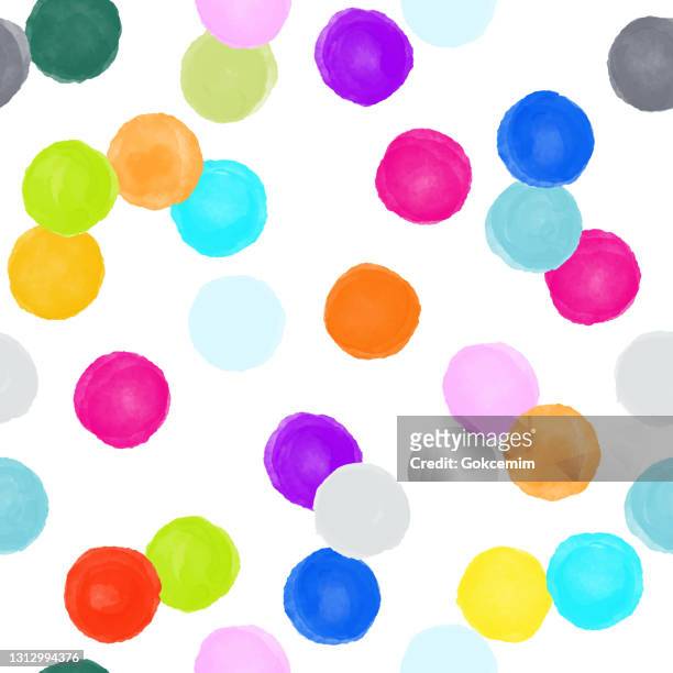 watercolor multicolored circles seamless pattern. abstract background, design element.vector tile, hand drawn childish background. party flyer template. design element for sale banners, posters, labels, invitation cards and gift wrapping paper. - multi colored confetti stock illustrations