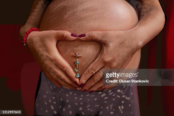 concept of motherhood - body piercings stock illustrations