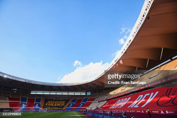 General view inside the stadium prior to the Copa del Rey Final match between Athletic Club and Barcelona at Estadio de La Cartuja on April 17, 2021...