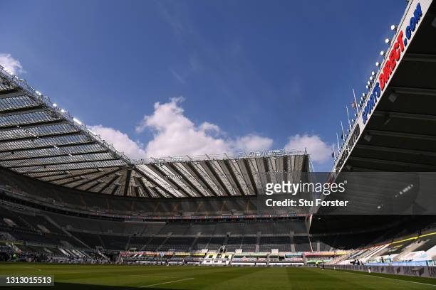 General view of St James' Park during the Premier League match between Newcastle United and West Ham United at St. James Park on April 17, 2021 in...